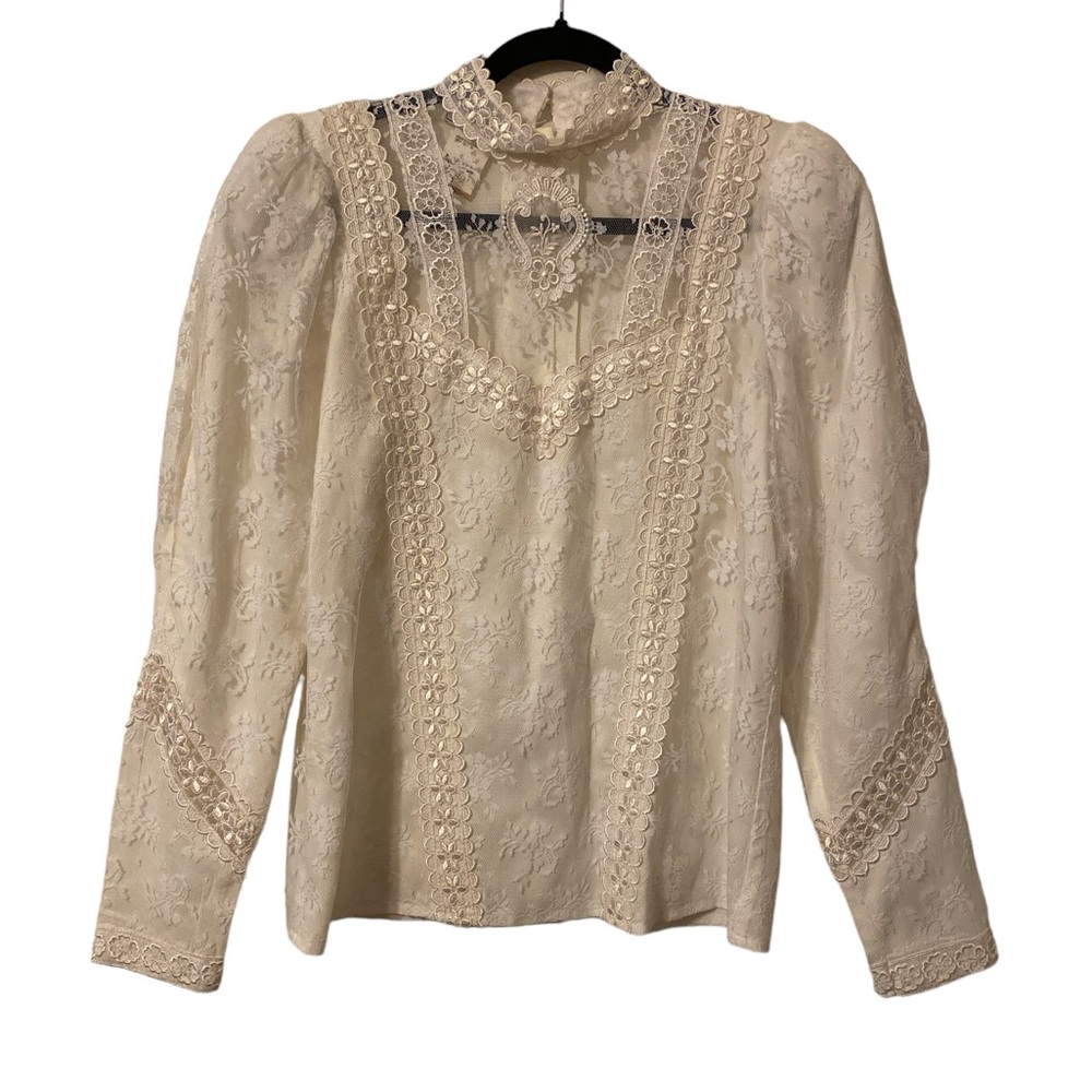 Scott McClintock Ivory Lace Long-Sleeve Victorian Blouse